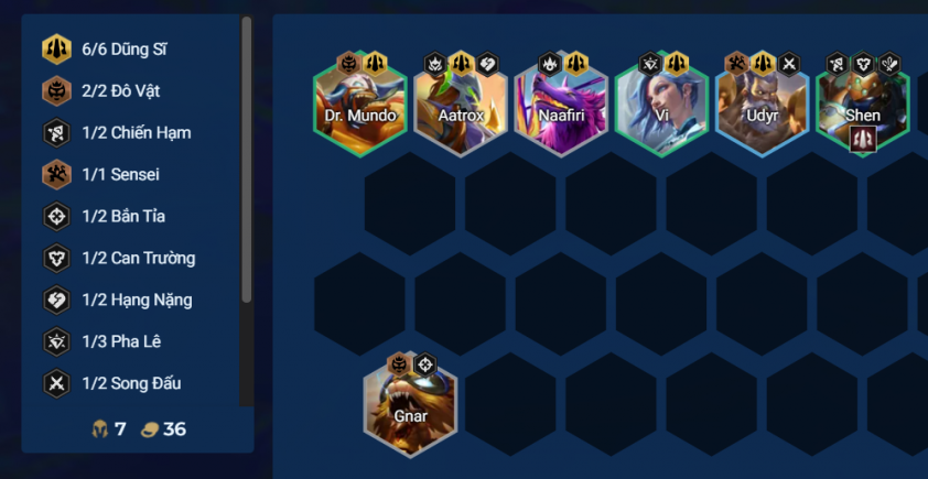 Giai đoạn giữa game đội hình Braum Dũng Sĩ
