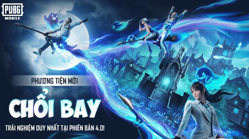 Chổi phù thủy bay trên Biệt Thự Quái Dị