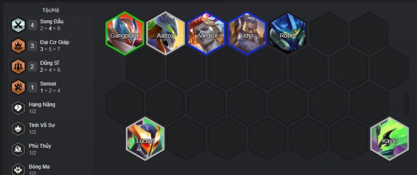 Giai đoạn giữa game đội hình Gangplank Song Đấu