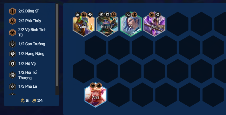 Đội hình Ahri 2X Đấu Thủ giữa game