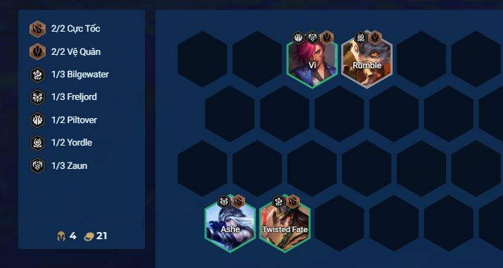 Đặt vị trí Vi và Ashe đầu game