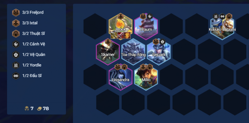 Giữa game đội hình Brock Thuật Sĩ Chiến thuật giữa game