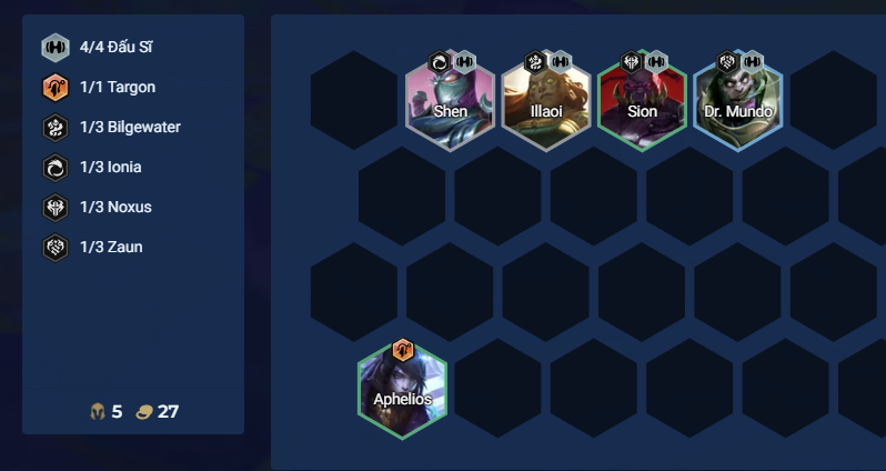 Giai đoạn giữa trận đấu với đội hình Targon