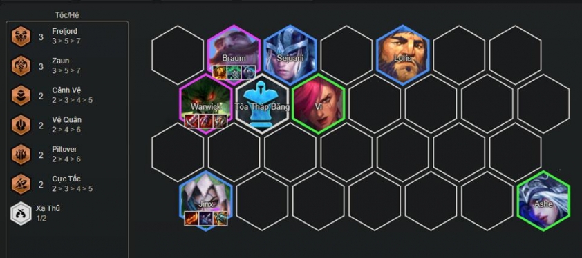 Giữa game đội hình Warwick carry Nâng cấp Vi Jinx để mở khóa Warwick