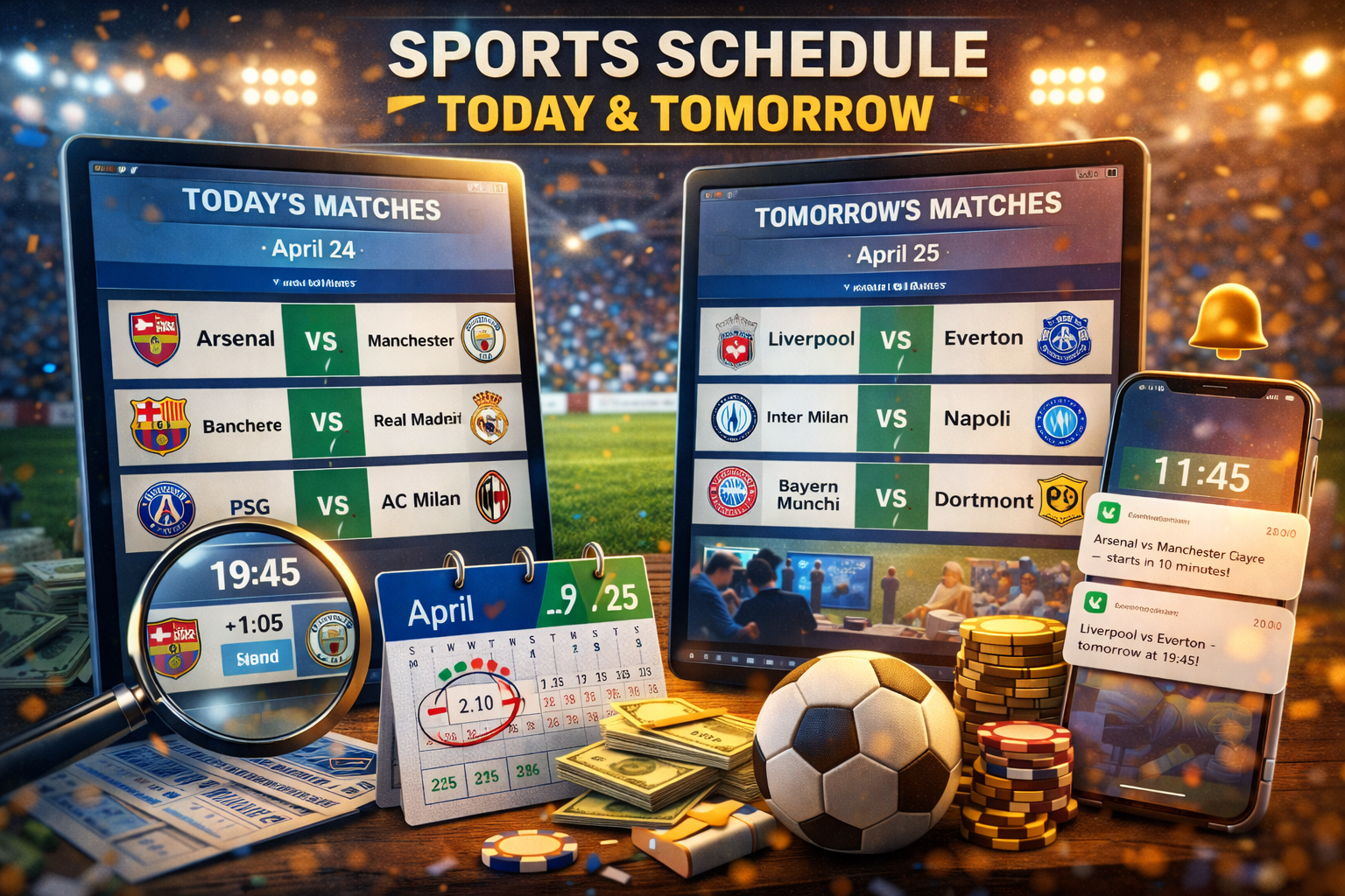 Lịch thi đấu thể thao hôm nay và mai